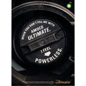 2008 BP Amoco Ultimate Gasoline Gas Cap Vintage Print Ad Man Cave Wall Art